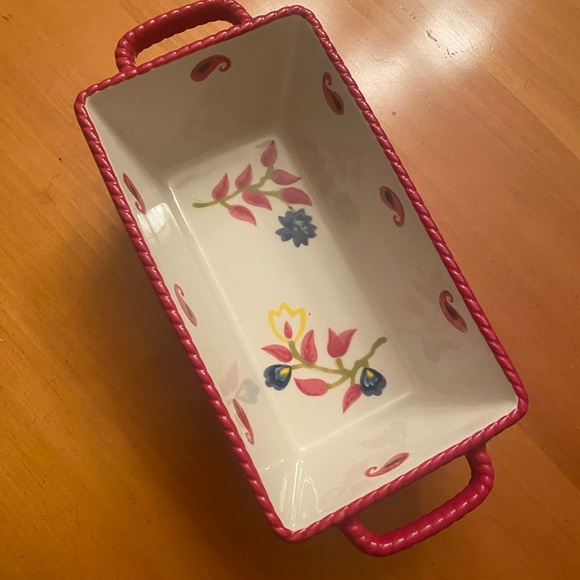 vb Loaf Pan with Lid Two Handles Ceramic Flowers Poinsettias - Picture 9 of 14